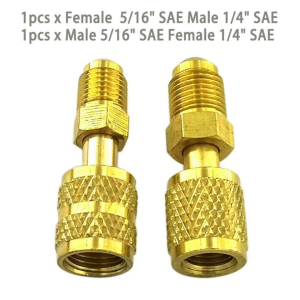 Brass Refrigerant Adapter Air Conditioning Adapter 5/16 SAE To 1/4 SAE For R22 R410 Quick Coupler
