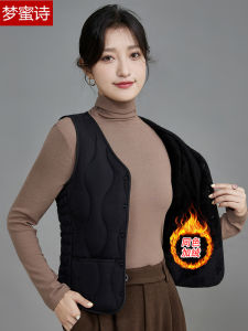 Womens Short Fit Cotton down Vest Autumn Winter New Style Warmth Inner Wear Fleece Lined Fashionable V-Neck Polyester Fiber
