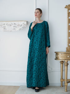 Retro Style Y43 Buddha-like Long Dress Relaxed Fit 3D Relief Slimming H-Line Dress for Autumn Season round Neck Long Sleeve