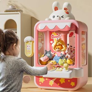 Mini Dinosaur & Rabbit Claw Machine ToyElectronic Arcade Game Crane with Adjustable CatchMusic & LightsBirthday Gift for Kids