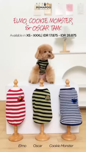 POMAPOO - Baju Kucing dan Baju Anjing Elmo Cookie Monster & Oscar Tank