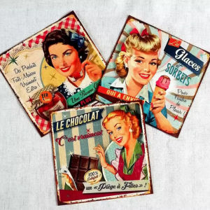Retro Girl Cotton Sewing Accessories Illustration Printed Hand Dyed Linen Fabric DIY Patchwork Hand Quilting Bag Tecido