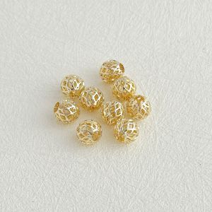 18K Pack Golden Balls Color Retention Cut Out Mesh Beads Loose Beads DIY Handmade Bracelet Necklace Jewelry Spacer Beads Accessories Material