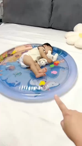 Summer PVC Inflatable Water Bed Large Round Splash Pad for Babies Cartoon Shark/Octopus/Whale Fun Activity & Baby Exercise Play Mat