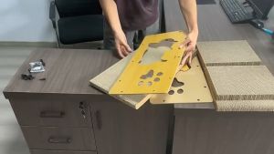 Cat Wooden House Climbing Sleeping Cabin Scratcher Boards High Density Corrugate Paper Cat Square Nest with Ball Toy