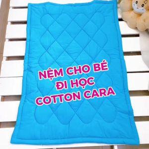 Nệm lót vải cotton cara đi học  màu đơn giản cho bé