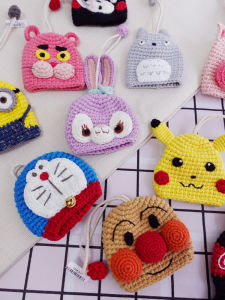 Cartoon Hand-Woven Cute Storage Key Case South Korea Mens and Womens Wool Knitting Car Key Case and Key Chain Protective Case