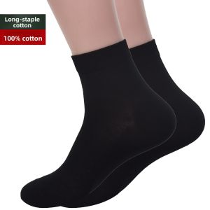 Goldlion Mens Socks 4 Pairs Ultra-Thin 100% Cotton Antibacterial Pure Cotton Mid-Calf Embroidered Sweat Absorbent Odor Control