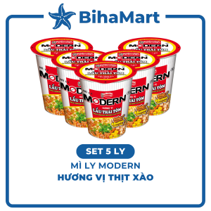 [SET 5 LY] - ACECOOK - Mì ly Modern hương vị Lẩu thái tôm Mì ly lẩu thái tôm Modern ăn liền Mì Modern ly ăn liền (67g/ly)