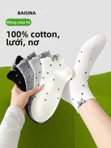 Baisina | Summer Thin Cotton Breathable Sweat Absorption Anti-odor Socks with Bow
