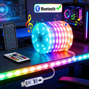 RGBIC USB 5V LED String Lights Bluetooth APP Control WS2812 Programmable Fairy Lights for Christmas Party Birthday Bedroom Decor
