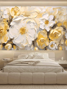 Tấm Nhung Trang Trí Tường Hoa Họa Tiết Hiện Đại Tối Giản Trang Trí Phòng Khách Phòng Ngủ Họa Tiết Hoa Phong Cách Sơn Dầu