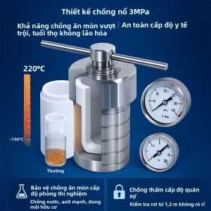 Bình Phản Ứng Nồi Hấp Thủy Nhiệt 50ml Có Buồng PTFE Để Tổng Hợp Thủy Nhiệt Thân Bằng Thép Không Gỉ 304