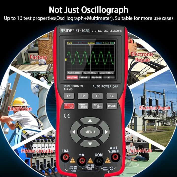 BSIDE ZT702S Digital Oscilloscope Professional Handheld Multimeter Auto ...