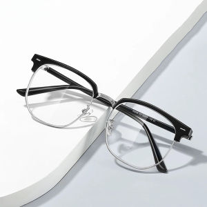 Photochromic Anti-blue Light Glasses Men Fashion Rectangle Semi Rimless Eyewear For Women Office Computer Goggle