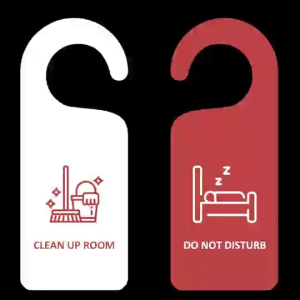 PVC Double Sided Do Not Disturb Door Hanging Card Clean Up Room Sign For Hotel