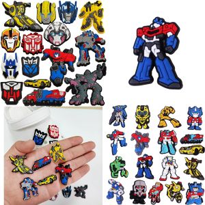 Disney | 15-100PCS Transforming Autobots Crocs Shoes Charm Mix Wholesale PVC Decoration Sandal Shoe Detachable Waterproof To X-mas Gifts