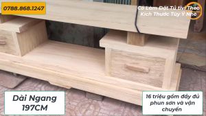 TỦ ( NGUYÊN KHỐI ) GỖ GỤ KÊ TIVI KÍCH THƯỚC NGANG 197 TẤT TẦN TẬT NGUYÊN KHỐI
