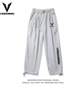 Loose Fit American Style Basketball Pants Mens Sport Trousers Casual Straight Leg Drawstring Nine Points Long Trousers