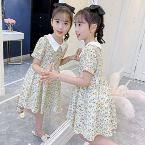 เดรสกระโปรงสำหรับเด็กผู้หญิงเสื้อผ้าหน้าร้อนกระโปรงเด็กกระโปรงเจ้าหญิงคอตตอนฤดูร้อนกระโปรงลายดอกเล็กสดใสสไตล์ฝรั่งนิยมในโลกออนไลน์สำหรับเด็กผู้หญิง