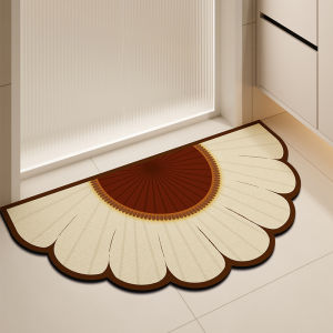 Bathroom Mat Semi-Circular Ultra-Absorbent Quick-Drying Silicon Dendroid Anti-Slip Carpet for Bathroom Entrance Home Use