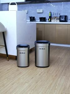 MR.Bin | No Lid Stainless Steel Trash Can with Wheels Large Capacity Modern Italian Style