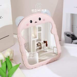 CERMIN MEJA RIAS BENTUK KUCING / BEAR / CERMIN AESTETIC MINI KECIL IMPORT / CERMIN RIAS MAKEUP PORTABLE DENGAN BREKET