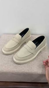 Giày Loafer tan da lộn giày lười nam màu be