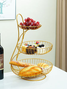 Bát Đựng Trái Cây Ba Lớp Hiện Đại Đa Năng Cầm Tay Dùng Trong Nhà Bát Đựng Trái Cây Bằng Kim Loại Kiểu Âu Dùng Trong Gia Đình