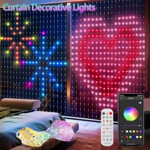 Window Bedroom Curtain Light 400 LED Music Fairy Bluetooth Wedding Birthday Festival Decor for Living Room Backdrop Wall