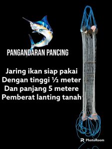 Jaring ikan siap pakai jaring bentang tinggi 1/2 meter panjang 5 meter