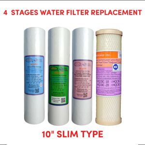Water Filter 4 Stages 10" Slim Type Basic Set up Filter Replacement