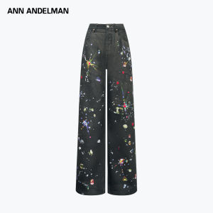 ANN ANDELMAN | Floral Print Black Jeans Women