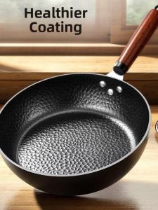 Nonstick Zero-coating Iron Wok Flat Bottom Pan