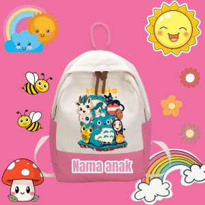 tas ransel costom nama anak tas ransel sekolah TK SD tas ransel mengaji anak perempuan laki-laki usia 6 7 8 9 10 thn merah hitam pink biru