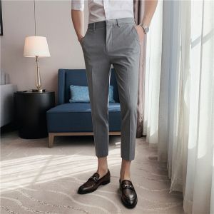 Fancy Suit Pants Mens Formal Wear Spring & Fall New Arrival Handsome Slim-Fitting Elastic Ankle-Length Pants Anti-Wrinkle Skinny Jeans Business Suit Pants