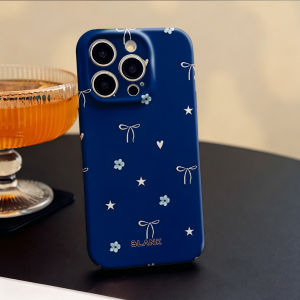 Navy Blue Bow and Star For iPhone 17 16 15 14 13 12 Pro Max Slim Shockproof Cover for iPhone Air Case Blank