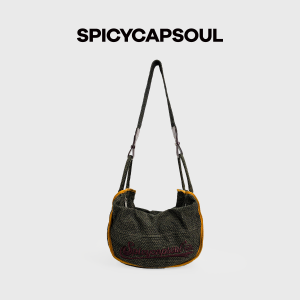 SpicyCapSoul Honey Washed Denim Crossbody Shoulder Bag Casual Simple Style Dumpling Shape Youth Female Bag for Leisure Scenarios