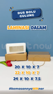(isi 10 pcs) Dus Kraft Laminasi 22x10x7 Mika Kraft 22x10x7 // dus roll cake/ dus brownies/ dus bolu gulung/ dus kurma/ box kraft/ dus polos