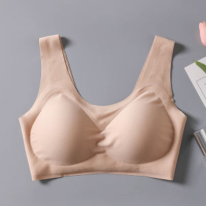 เสื้อชั้นในโยคะผ้าไหมไร้โครงแบบสวมหัว ทรง U ป้องกันแรงกระแทก ไร้รอยตะเข็บ ไร้ความรู้สึก สำหรับผู้หญิงวัยหนุ่ม