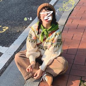 Fierland Womens Thickened Loose Knitted Sweater round Neck Pullover Autumn Winter New Style Lazy Fashion High Sense Top