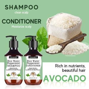 EELHOE | Rice Water Mint Washing Care Set Clean Moisturize Scalp Protect The Hair Roots and Supplement Nutrition Shampoo Conditioner
