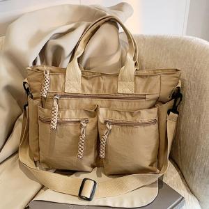 Trendy Large Capacity Nylon Tot Bag Casual Crossbody Shoulder Bag Fashionable Handbag for Young Adults Zipper Closure Soft Material