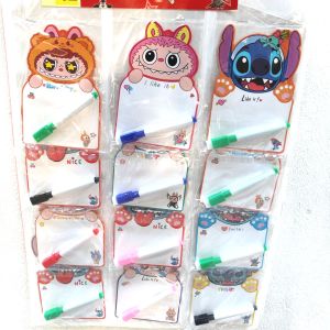 💢12ชิ้น💢 แผงละ12ชิ้น กระดานไวท์บอร์ด พร้อมปากกา 💥คละลาย การ์ตูน💥น่ารักมากันครบทุกสี