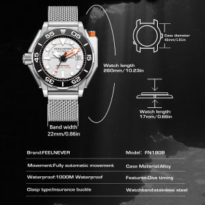 LIGE FeelNever Top Brand Mechanical Man Luxury Watch Sports Automatic Watches for Men Stainless Steel Dive Waterproof Male Clock