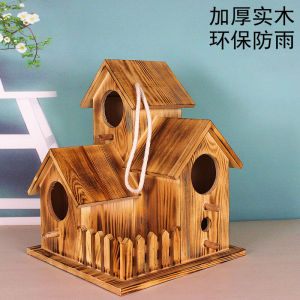 Thickened Solid Wood Bird Nest Handmade Breeding Box Parrot Small House Countryside Style Outdoor Cage Multi-Models Pet Supplies