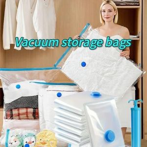 5/10PCS Vacuum Storage Bags - Space Saving for Clothes & Bedding Vacuum Seal Packets Folding Compressed Organizer Bags