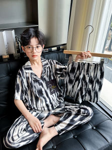 Boys Summer Ice Silk Thin Three-Piece Sleepwear Set Comfortable Breathable Home Clothes for Teenagers And Older Children