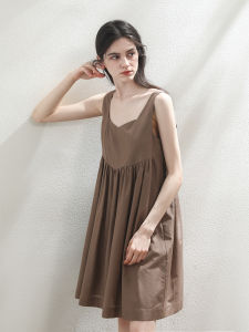 Miccbeirn | Silk Cotton French Elegance Off-Shoulder Midi Dress Artistic Simple A-Line Skirt Slimming Versatile Mid-Length Summer Dress