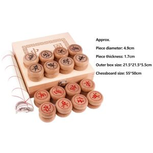 High-end Wooden Chinese Chess Large Pieces - Xiangqi Family Travel Board Game Set With PU Leather Checkerboard For 2 Players